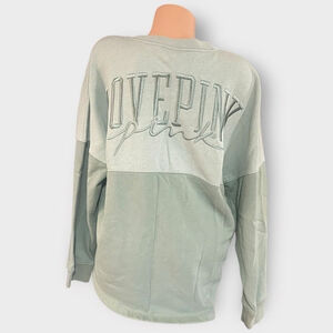 Victoria's Secret PINK Varsity Crew Seafoam Green Colorblock 2tone Large